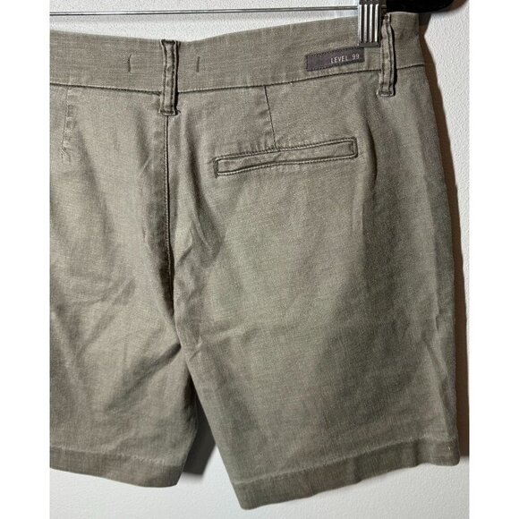 Anthropologie Level 99 Womens Green Linen Blend Shorts Sz 27 Chino Stretch - Picture 6 of 11